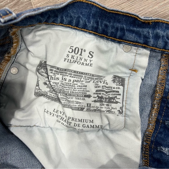 Levis 501S Skinny Classic Blue Women's Jeans W32 L28 BUtton Fly - Picture 3 of 10